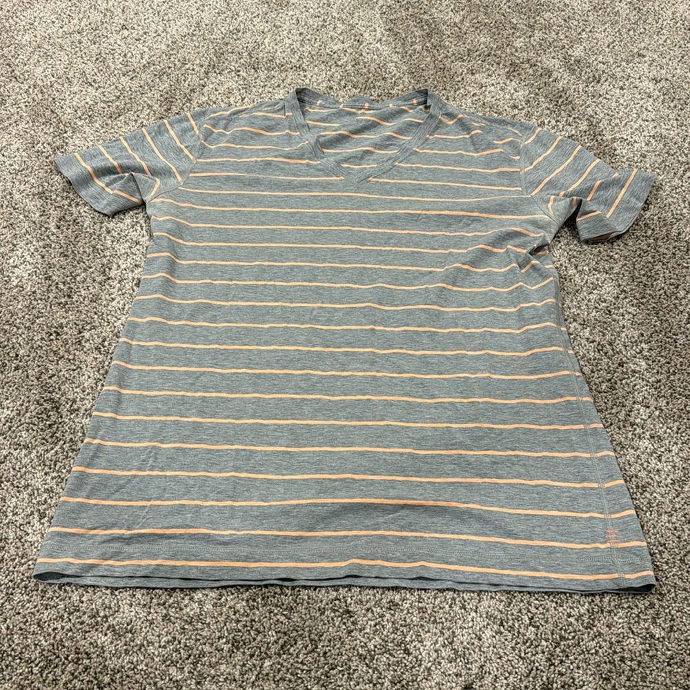 lululemon athletica Gray and Peach Short Sleeve Striped Tee